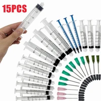 15pcs syringes set 141620ga blunt tip needle with caps luer slip syringe glue applicator multi functional measuring tool