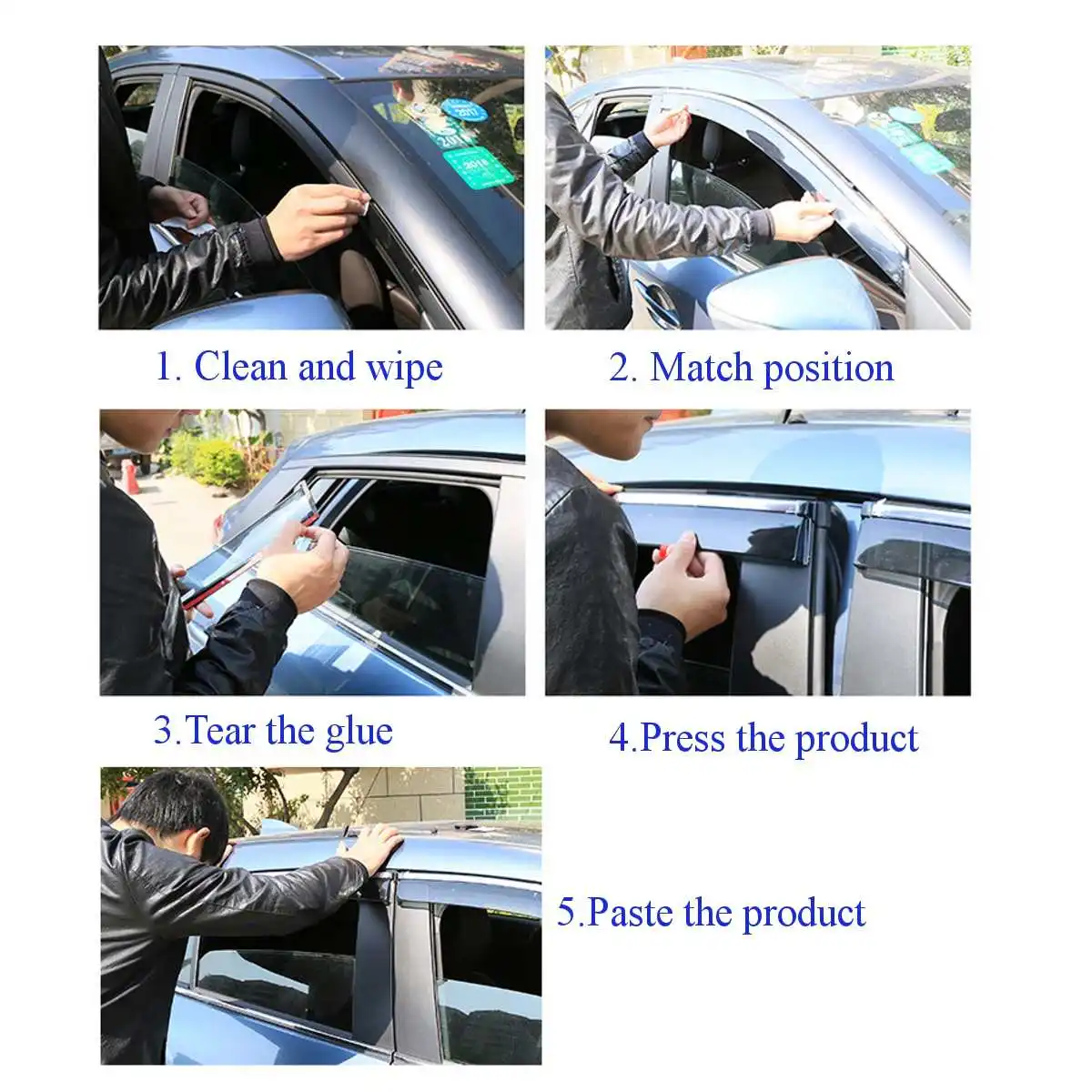 

2PCS ABS Plastic Car Window Wind Deflectors SheltersTinted For Toyota Hiace 2019 2020 2021 Visor Weathershields