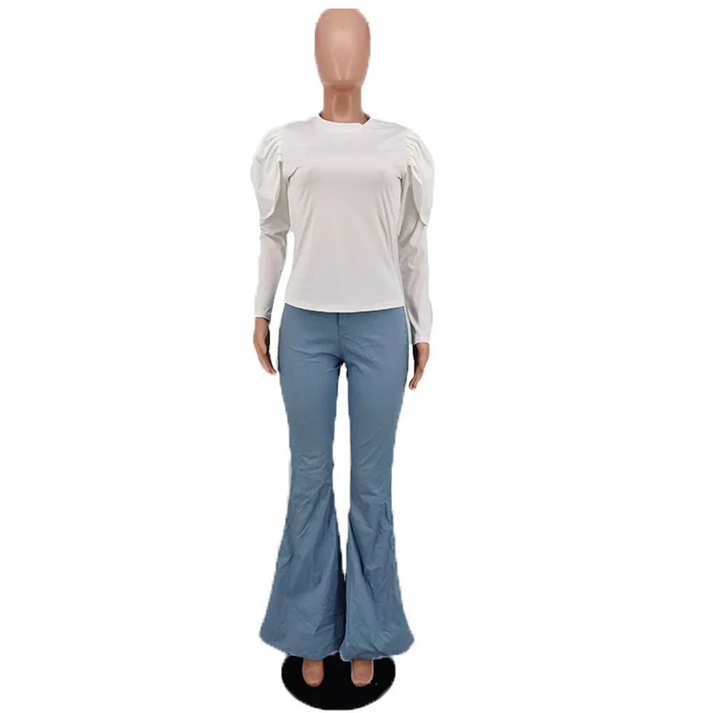 

High Waisted Stretchy Casual Flare Trousers Women Fashion Zipper Fly Skinny Bell Bottom Legging Streetwear Candy Color Sweatpant