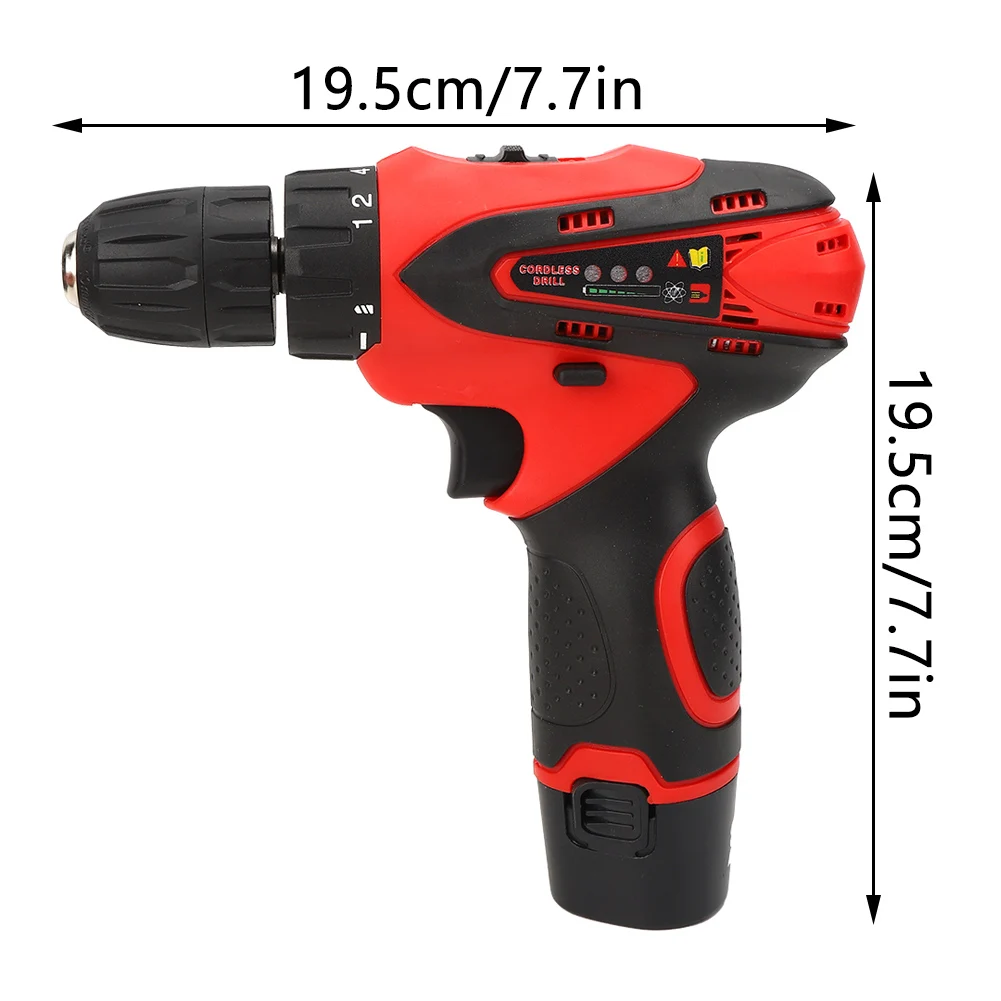

12V Cordless Lithium Drill Kit Electric Screwdriver Wireless Power Driver Battery Brushes Tape Measure 3/8-Inch Keyless Chuck