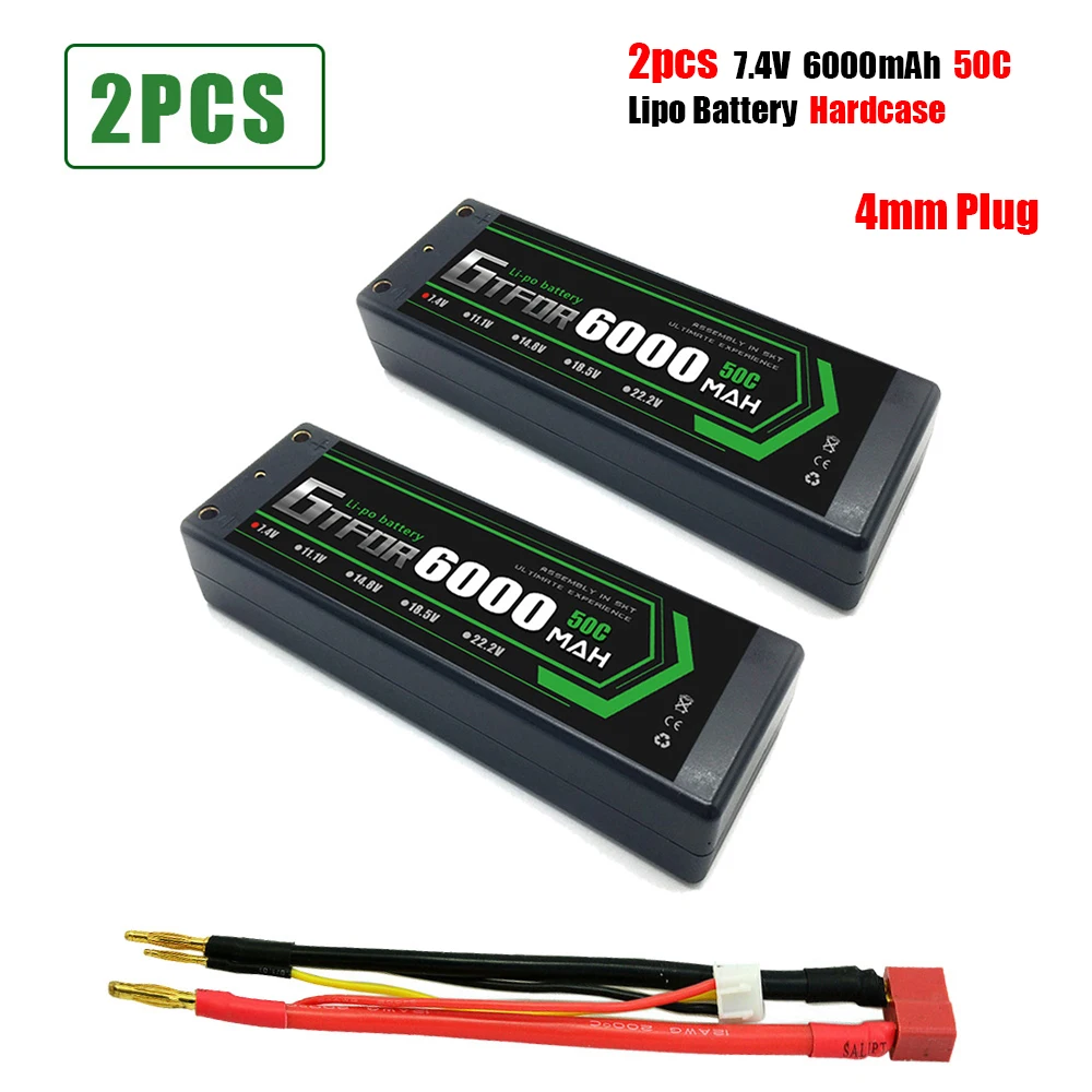 GTFDR 6000 мАч 4 мм Lipo Аккумулятор 7 в 50C/100C 2S LiPo RC аккумулятор Deans XT60 EC5 для