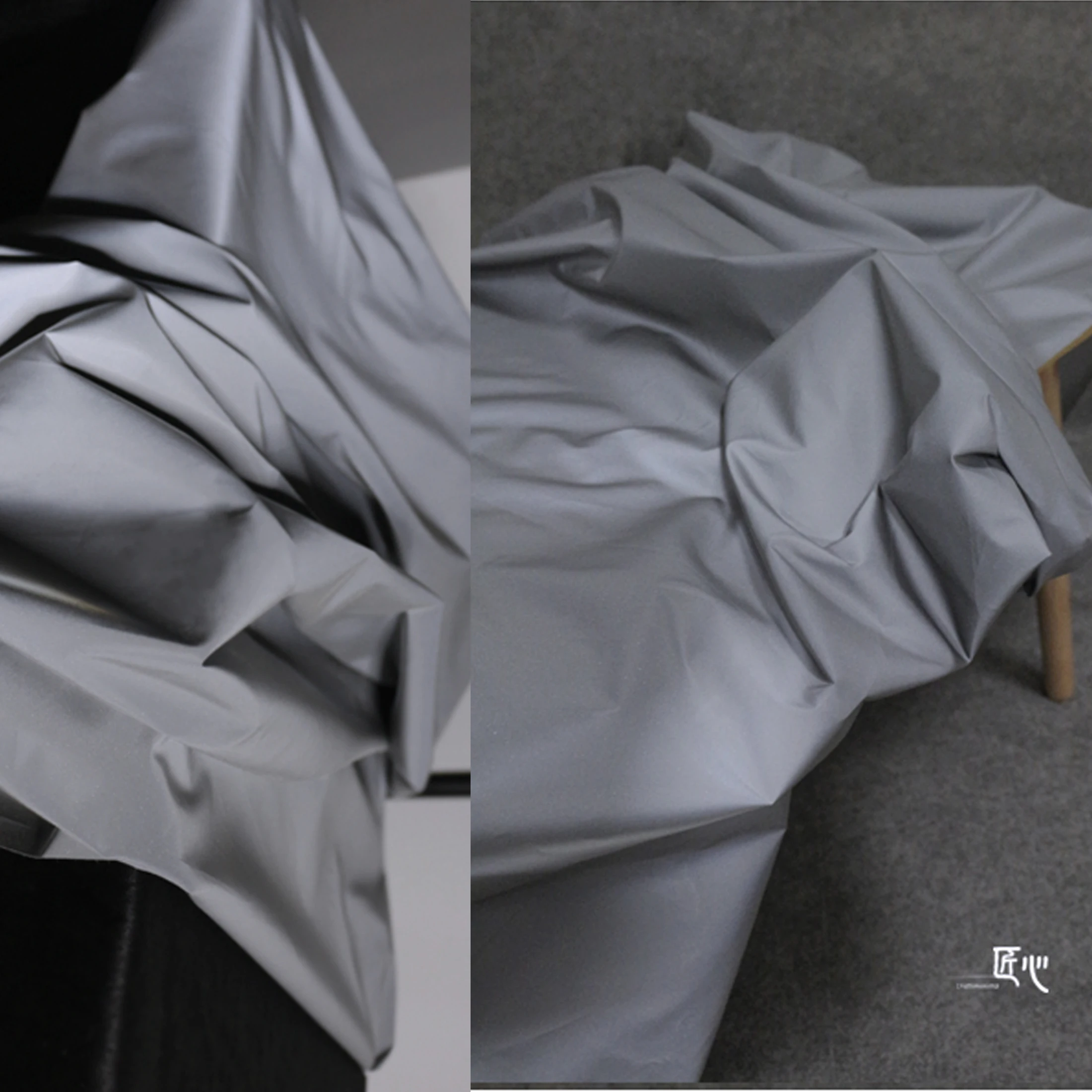 Светоотражающая искусственная кожа/серо-серебристая привлекающая внимание