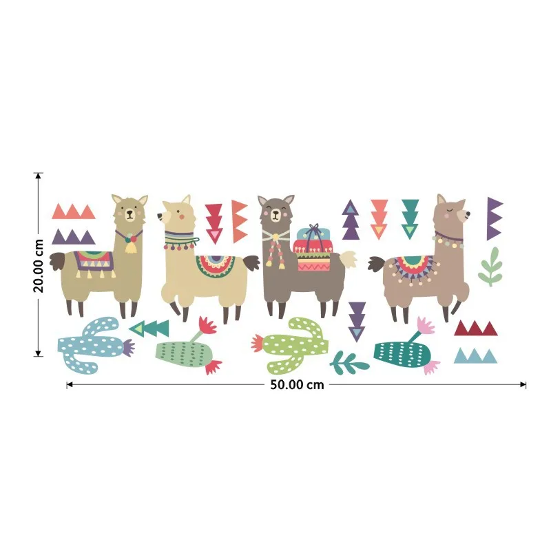 

Indian Style Alpaca DIY Wall Sticker Children's Room Forest Animal Cartoon Decoration PVC Sticker Self-adhesive