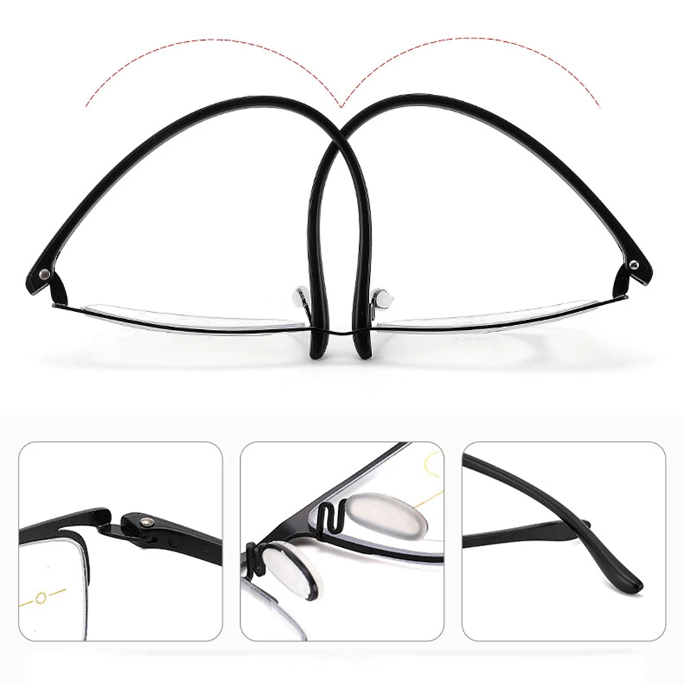 Мультифокальные очки для чтения унисекс с защитой от синего цвета половинчатая