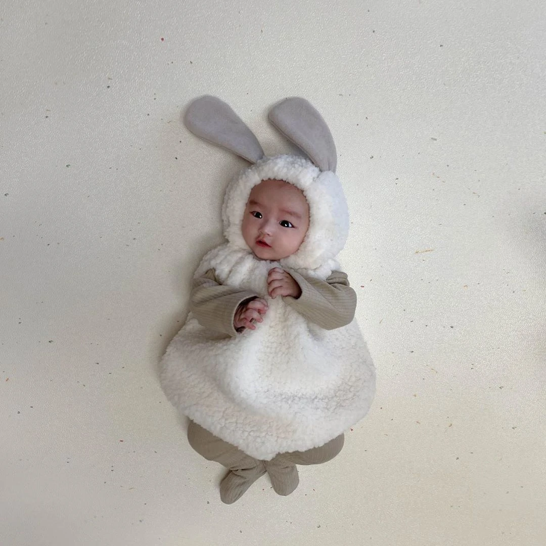 Корейская детская одежда наряды из овечьей шерсти милый костюм новорожденного