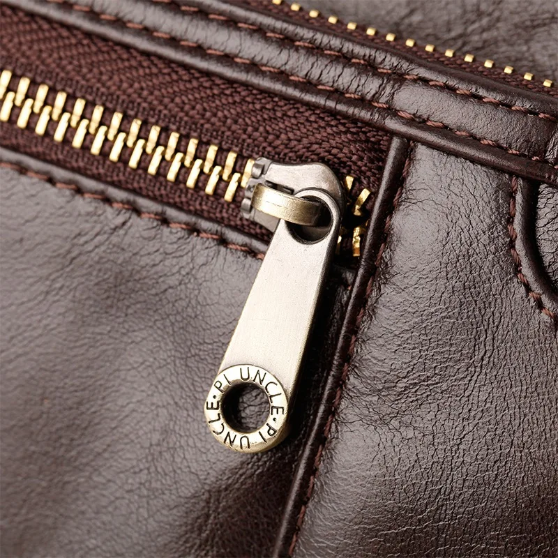 

PI UNCLE Men's Leather Belt Bag Ultra-Thin Mobile Phone ID Chest Bag
