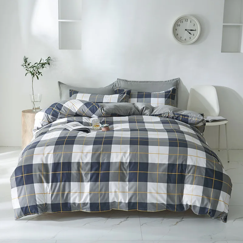 

Child Bed Plaid Duvet Cover With Pillowcase Sheet Quilt Cover 220x240 Modern Simple Bedding Sets Nordic Bed Cover 150 Bedspread