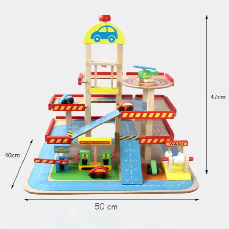 Большая трехмерная деревянная игрушка для парковки сборный автомобильный трек