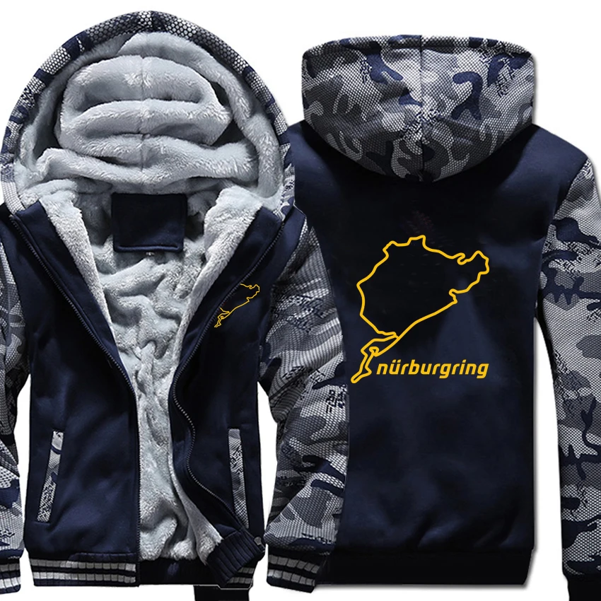 As picture Nurburgring Дрифт беговые толстовки с капюшоном зимний камуфляжный чехол куртка Мужская Утепленная флисовая Nurburgring толстовки - Цвет: As picture