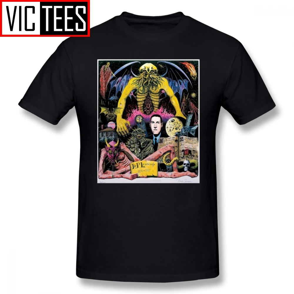 Мужская классическая футболка Lovecraft хлопковая Футболка с принтом для