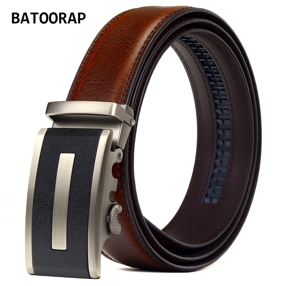 

Ремень С Храповым Механизмом BATOORAP Z51P01 мужской, модный коричневый матовый пояс из натуральной кожи с автоматической металлической пряжкой, ...