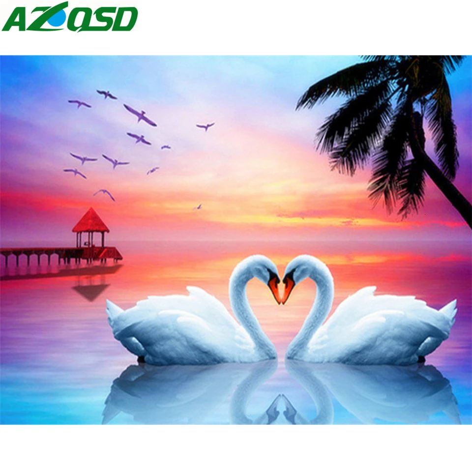 Azqsd алмазная вышивка лебеди 5d Diy Алмазная мозаика вышивка крестом животные вышивка крестиком рукоделие картина стразами декор для дома