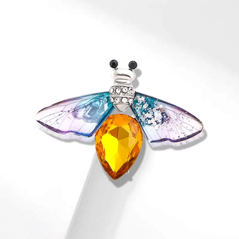 

Vintage Enamel Crystal Insect Brooch for Women Cute Bee Dragonfly Butterfly Costume Badge Suit Shirt Jewelry Safety Pin Charms