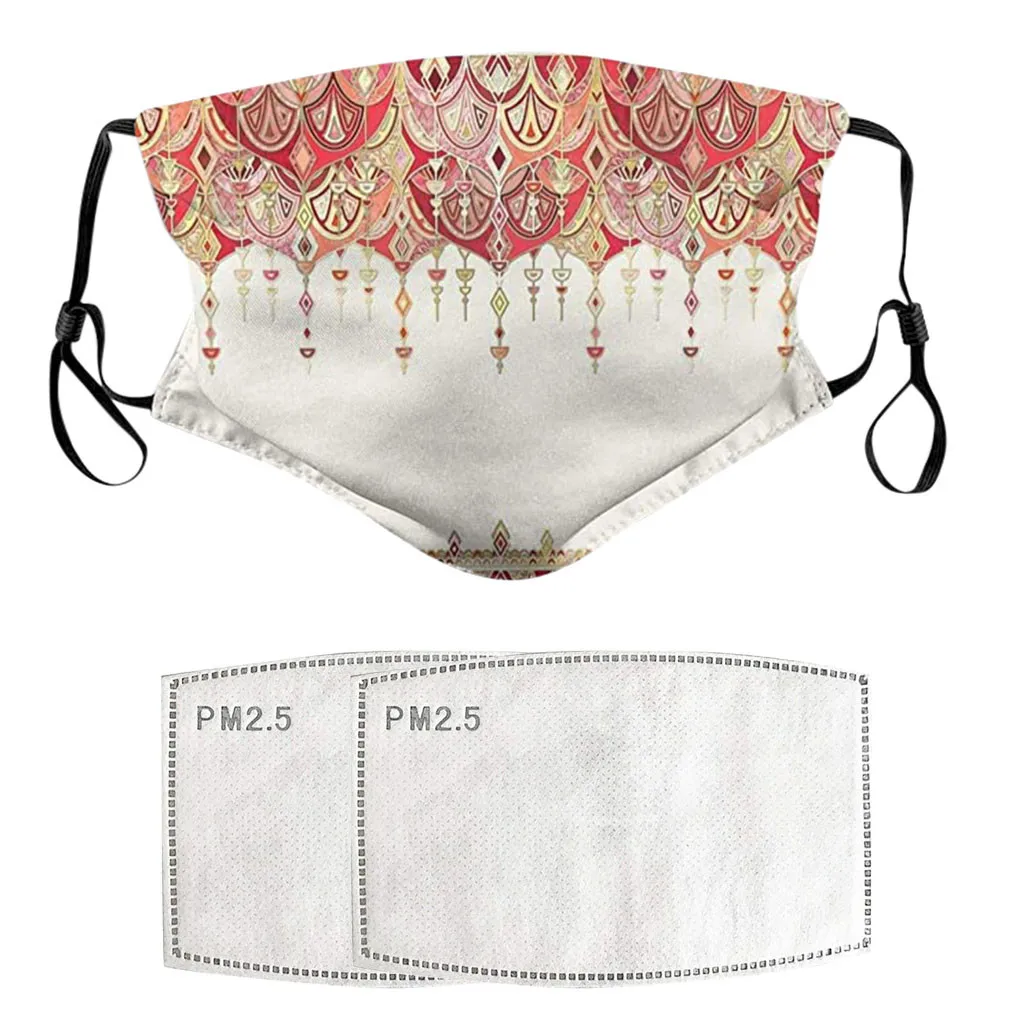 

1PC Mask + 2 Filters Cotton No-disposable Face Mask Fashion Adult Print Breathing Fashionable Face Masks Masque Lavable Mascaras