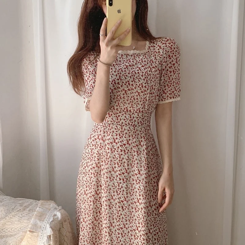 Женское кружевное платье с высокой талией элегантное винтажное длинное