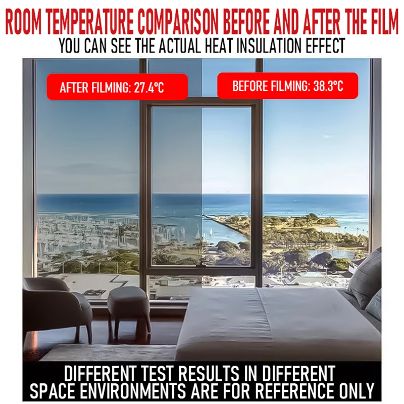 

40x400cm Way Mirror Reflective Window Film,Vinyl Self Adhesive Solar Film for Home Building Heat Control Glass Window Sticker