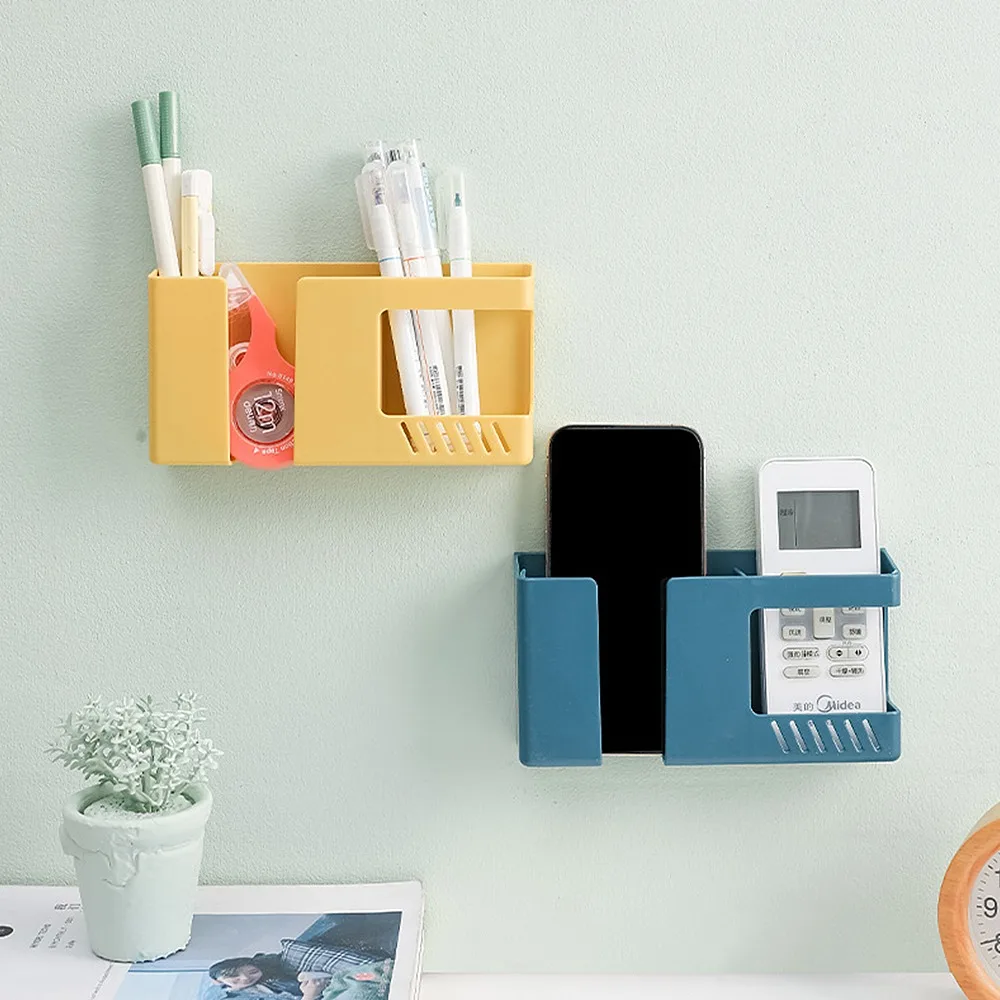 Household Wall-mounted Storage Box Punch-free Mobile Phone Remote Control Holders Rack Plug Charging Racks | Дом и сад