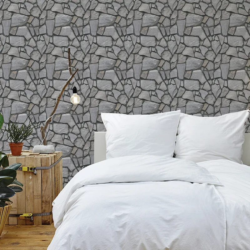 Настенная бумага из искусственного рустикального кирпича с роликовыми камнями