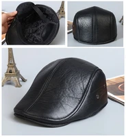 2021 autumn and winter first layer cowhide mens hat leather ear protection beret sheepskin outdoor forward cotton hat