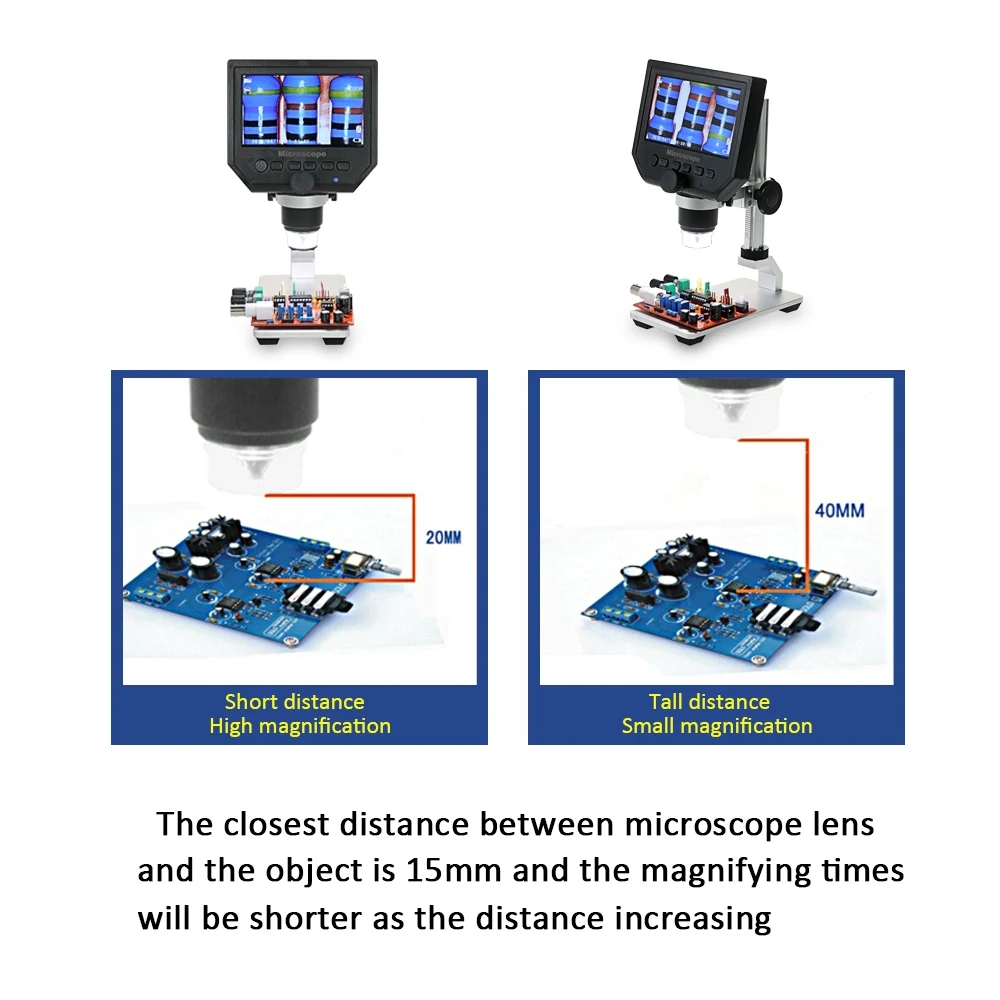 600x digital microscope electronic video microscope 4 3 inch hd lcd soldering microscope phone repair magnifier metal stand free global shipping