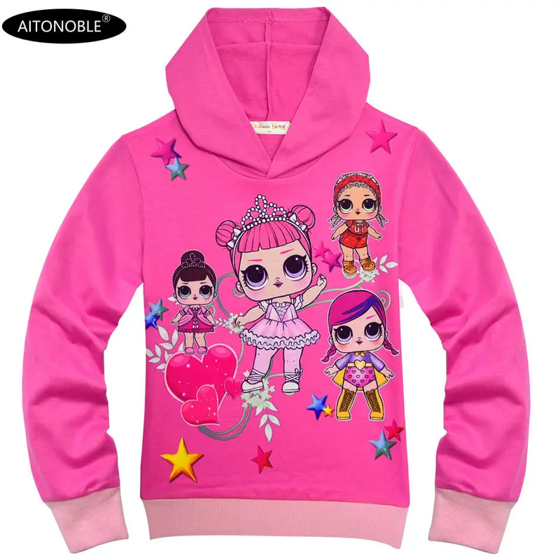 5104 Rose Aitonoble/ г. Новые осенние толстовки с капюшоном для девочек хлопковые толстовки с длинными рукавами детские свитшоты для детей, топы принцессы, одежда - Цвет: 5104 Rose