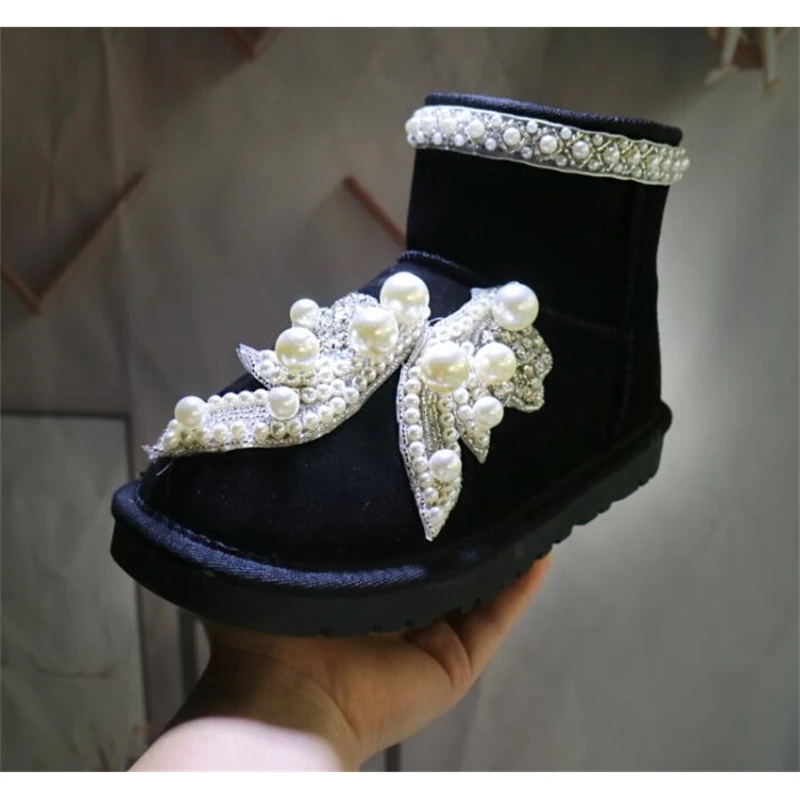 

2019 new winter models handmade original cute pearl princess snow boots women's boots short boots warm women's shoes