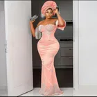 Aso Ebi платье-Русалка для выпускного вечера с открытыми плечами, кисточками и блестками, Длинные атласные африканские наряды для торжественных мероприятий, вечернее платье