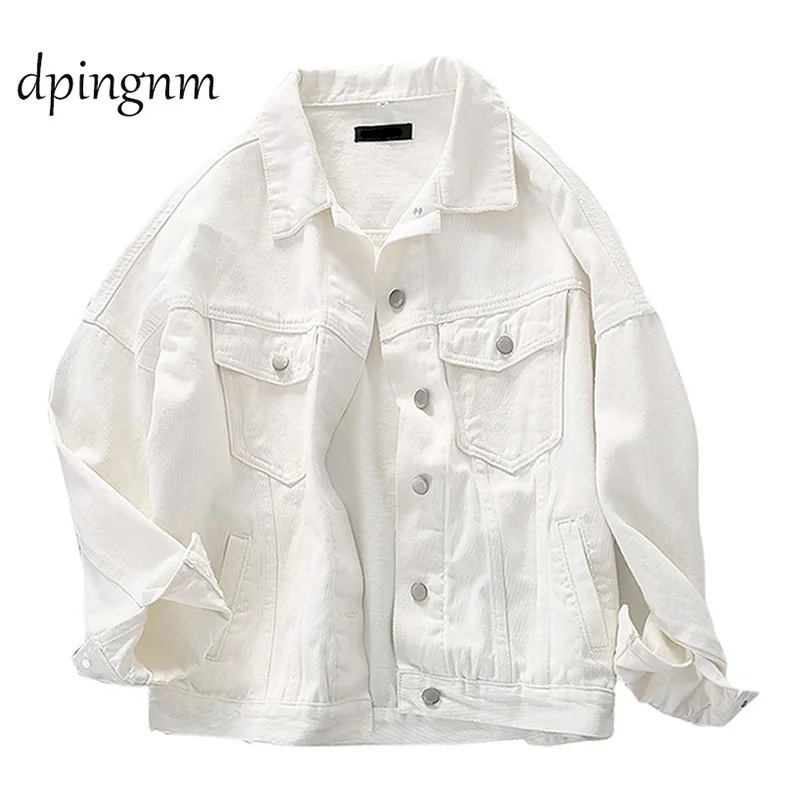 Однотонная джинсовая куртка с отложным воротником для женщин Свободные