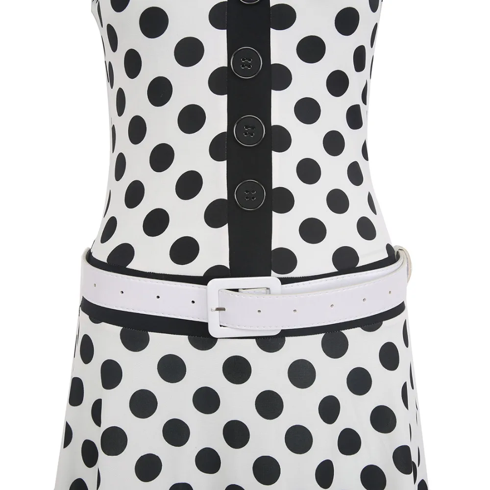 Женское платье в горошек без пояса повседневное американском стиле рукавов |