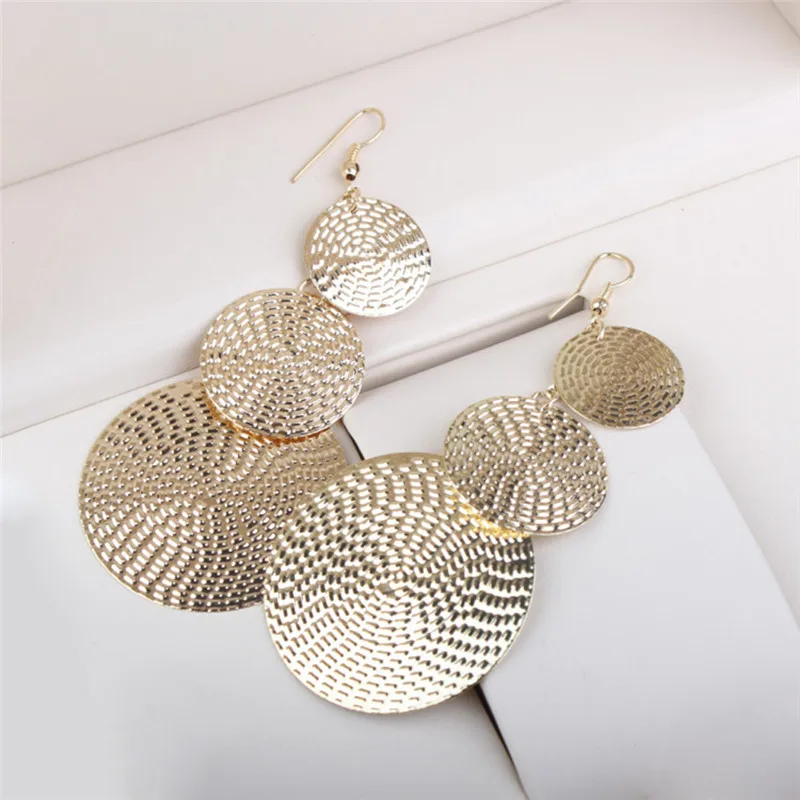 

Hot Sales 1 Pair Women 3 Colors Hot Three layer Round Link Earrings For Women Fashion Beautiful Ear Jewelry Gifts