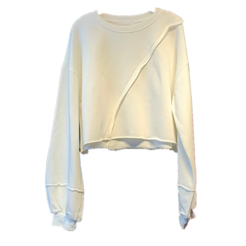 

Thin Women's Loose Korean Version Spring 2021 New Short Solid Color Women Long Sleeve T Shirts Sweatshirt Tops Clothes