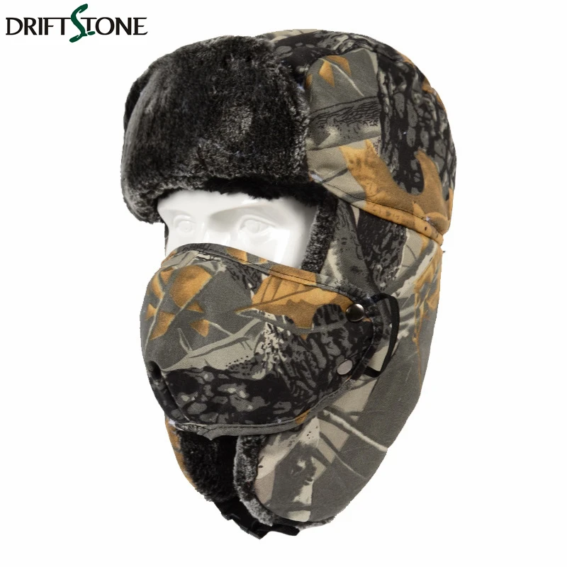 Men Tactical Camo Hat With Thickened Ear Flaps Military Hat Winter Outdoor Hiking Hunting Skiing Warm Cotton Hat