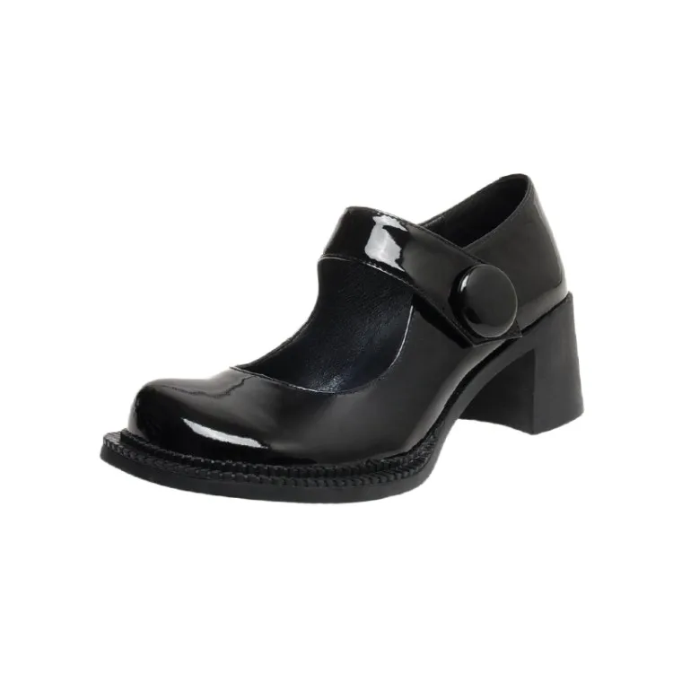 

Mary Jane Shoes High Heel 2021 spring and Autumn New Leather Shoes Women's White Retro Platform Leather Chunky Heel Pumps