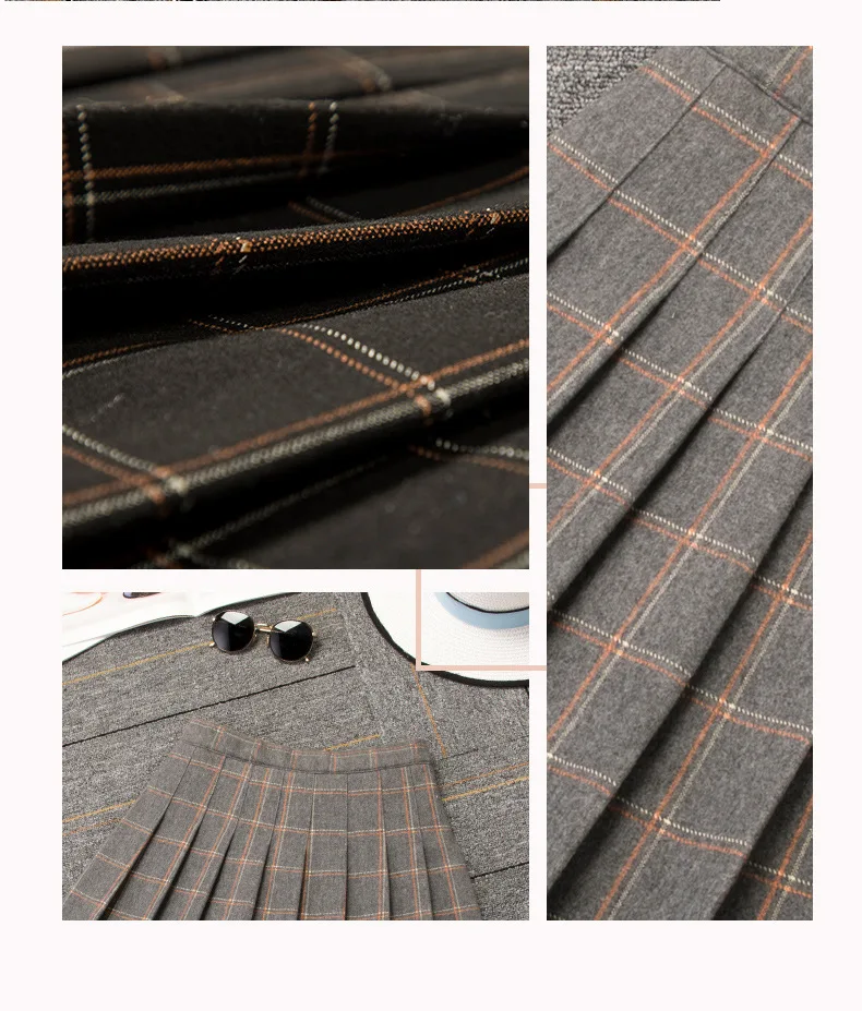 

2021 New Women's Fall/Winter Skirt High Waist Folded Skirt A-line above knee length Skirt tennis skirt