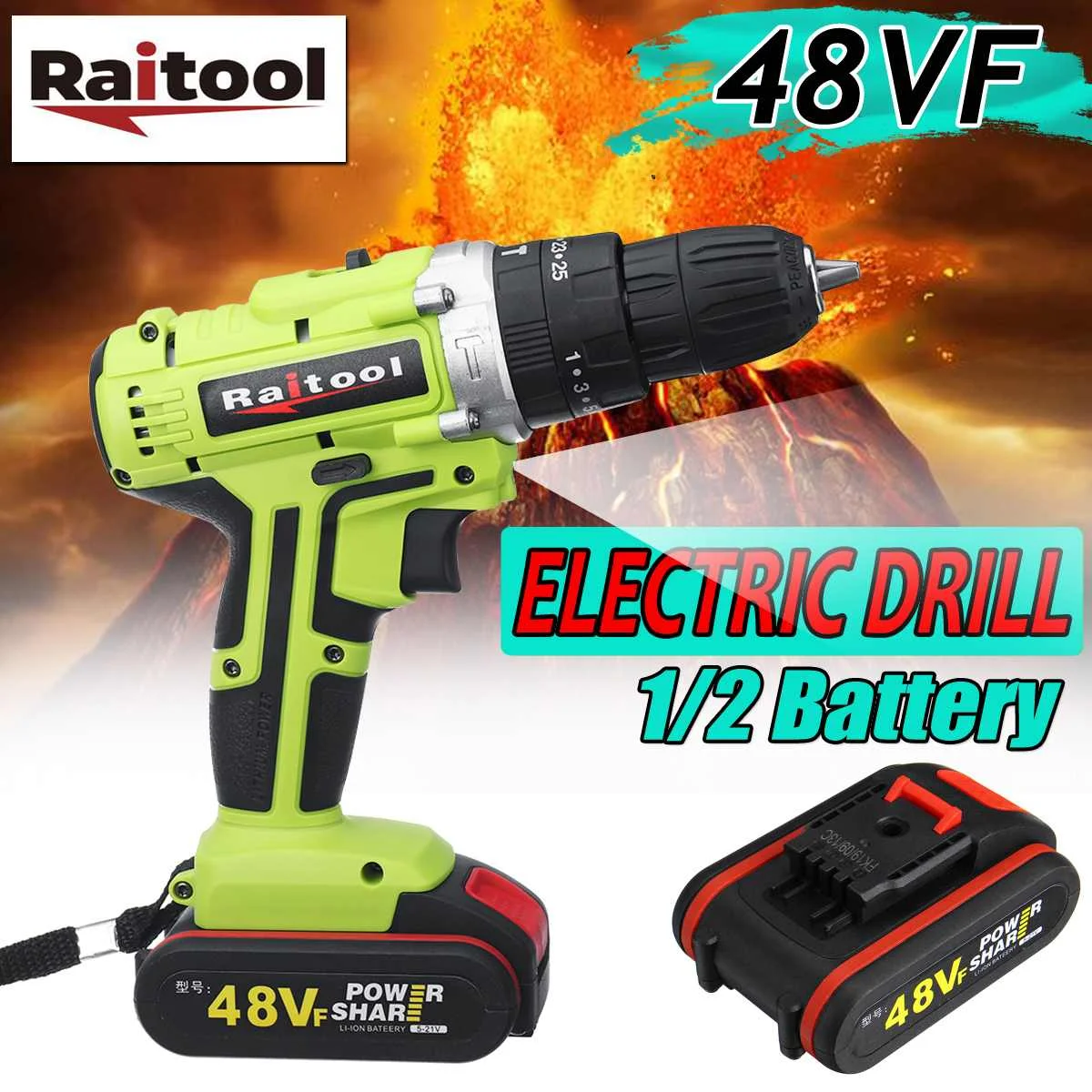 25 + 3 крутящего момента 48 В Беспроводная электрическая Ударная дрель литий ионный