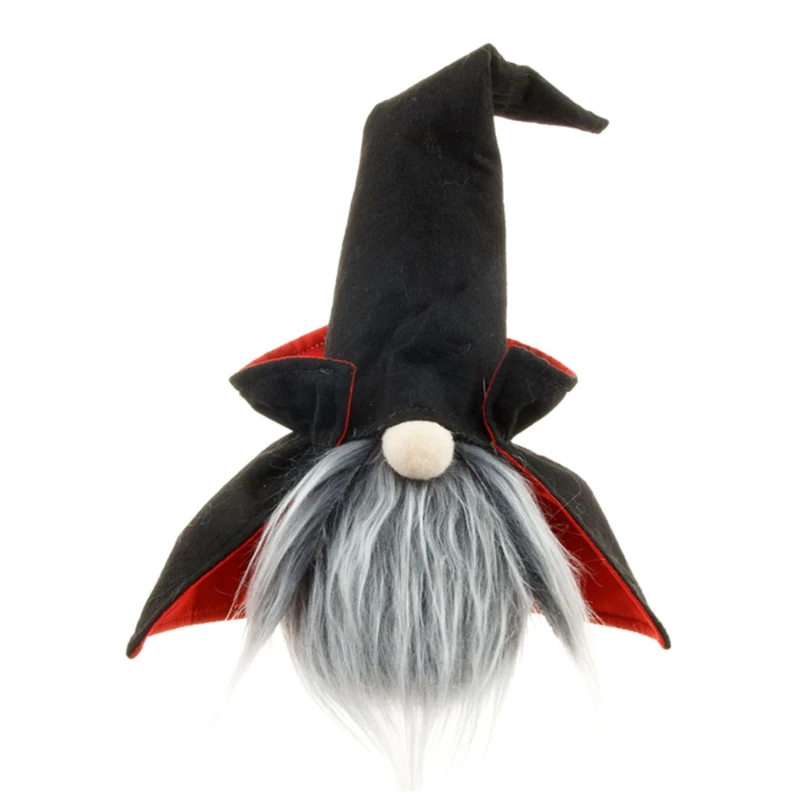 

2 Pcs Halloween Vampire Witch Gnome Doll Ornaments Cute Cartoon Dwarf Elf Decor