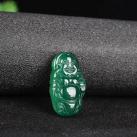 natural green chalcedony hand carved maitreya buddha pendant fashion boutique jewelry men and women green agate necklace gift