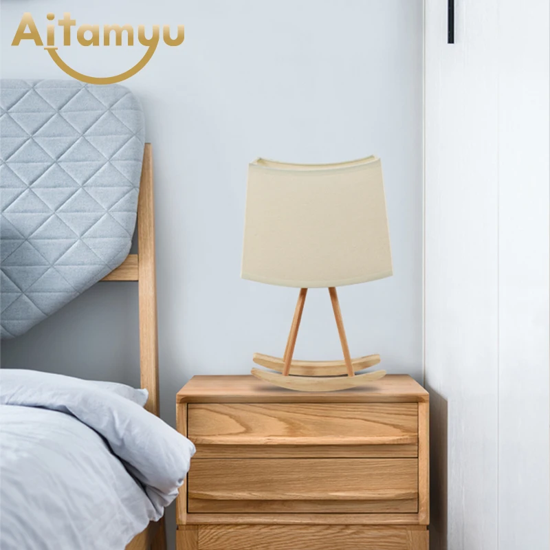 Деревянная настольная лампа с тканевым абажуром деревянные прикроватные