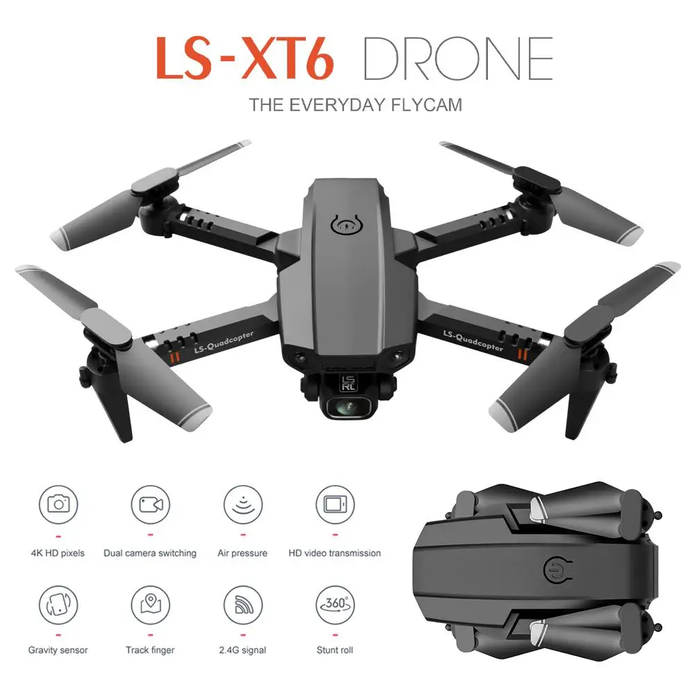 LS XT6 мини дрон 4K 1080P HD двойная камера WiFi FPV антенна складной квадрокоптер с двойным