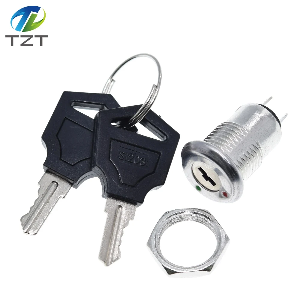 12mm Stainless Steel Electronic Key Switch ON OFF Lock Phone Security Power 12*21mm S1203 2PIN 2 Keys | Электронные компоненты