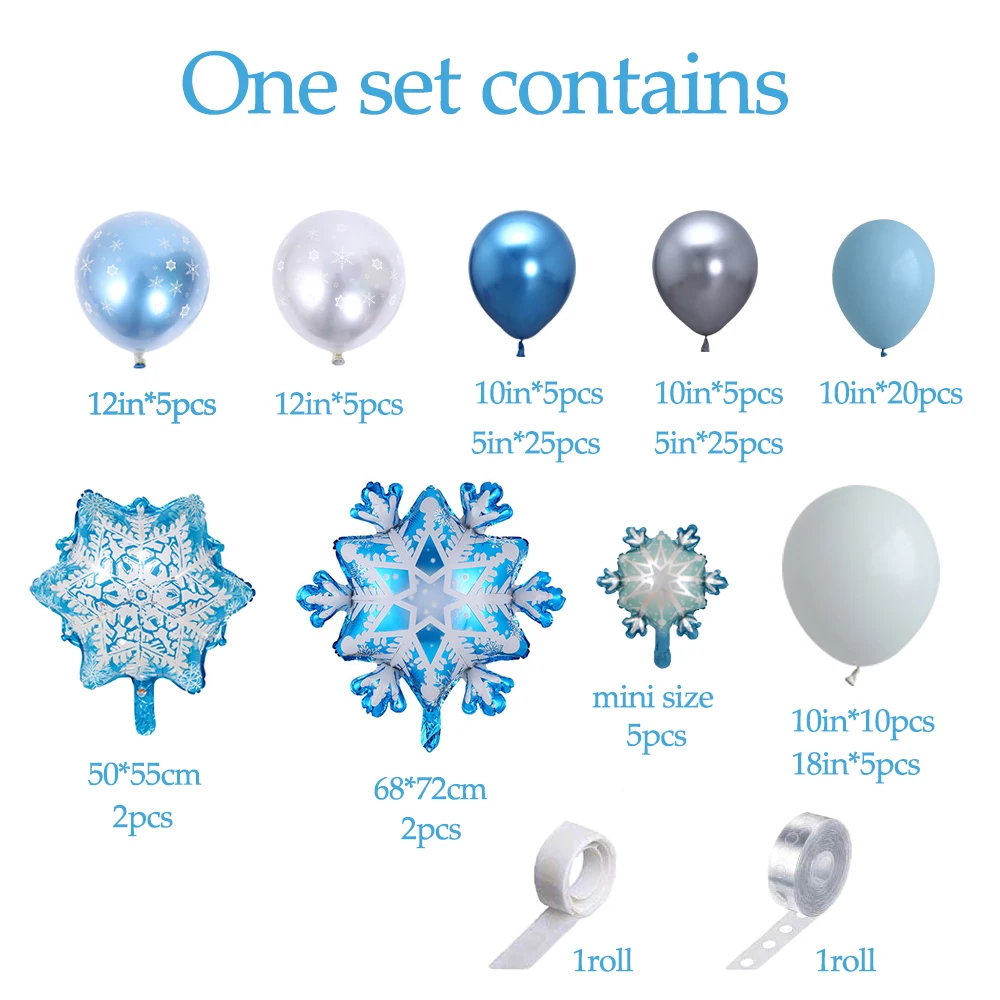 Kit de arco de guirnalda de globos de copo de nieve para ni&ntilde;o y ni&ntilde;a, globos de fiesta de cumplea&ntilde;os, Reina de la nieve de hielo, globos de Metal, decoraciones para Baby Shower, 116 Uds.-2