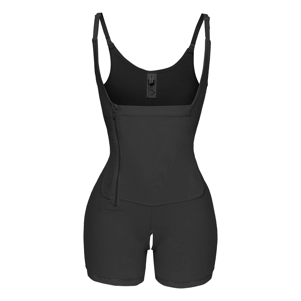 Women's  A Comfy Shaping Jumpsuit Flatten Abdomen Waist and Hips Zip Front Closure Shapewear Firm Tummy Compression Butt Lifter