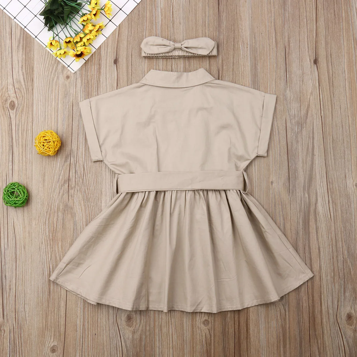 Платье с отложным воротником и ремнем для девочек 2-7 лет | Детская одежда обувь