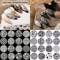 32 rolls lace nail foils black white transfer paper sexy nail art stickers stripe lace manicure decals nails decoration