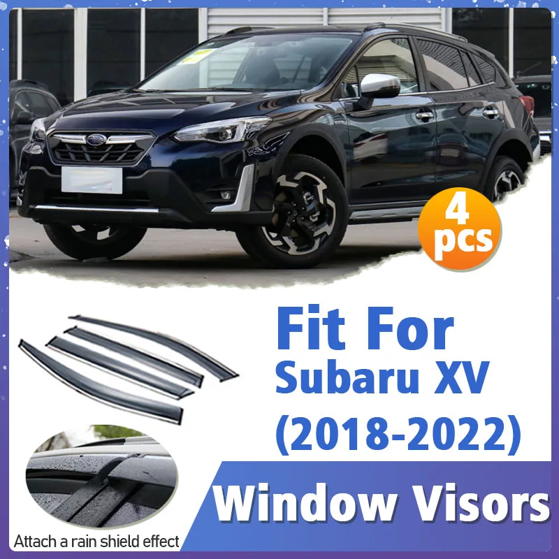 Window Visor Guard for Subaru XV 2018-2022 4pcs Vent Cover Trim Awnings Shelters Protection Sun Rain Deflector Auto Accessories