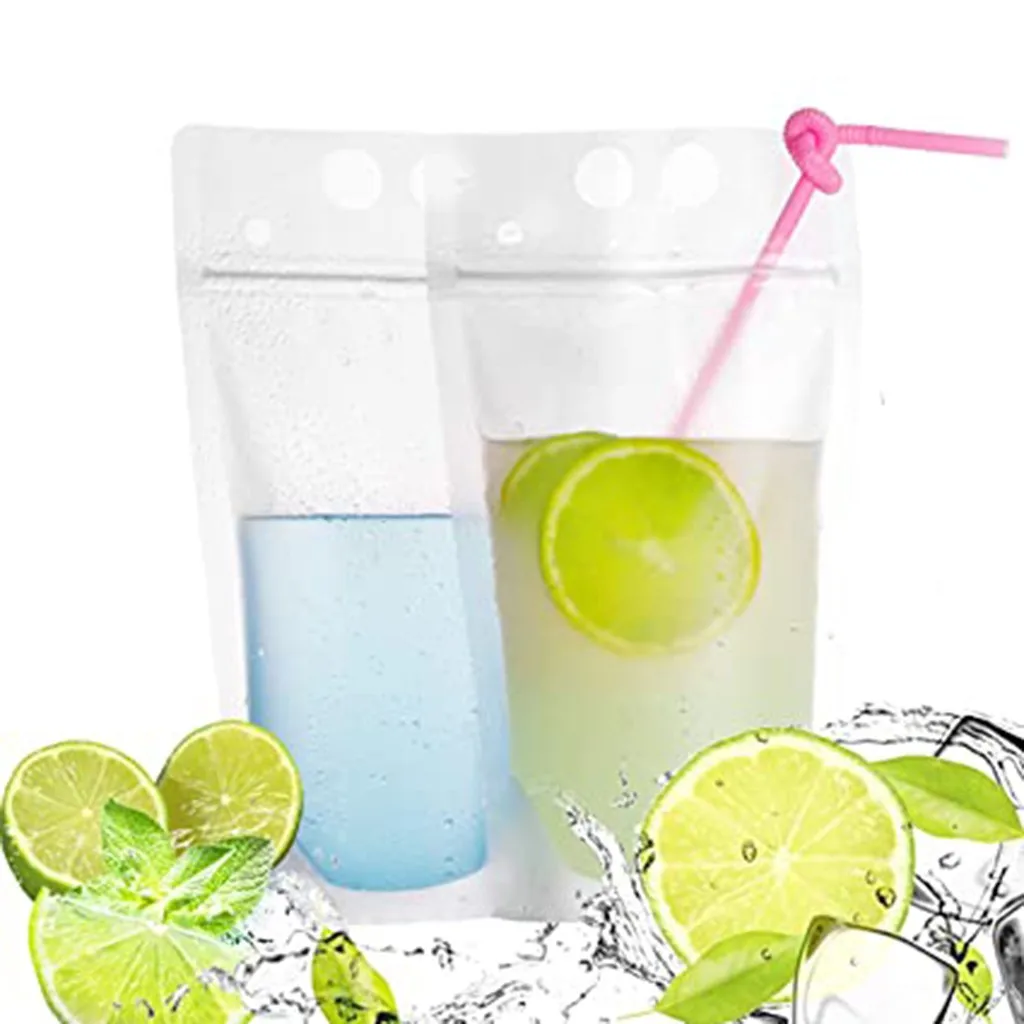 Одноразовые пакеты для напитков прозрачные на молнии сохранения свежести