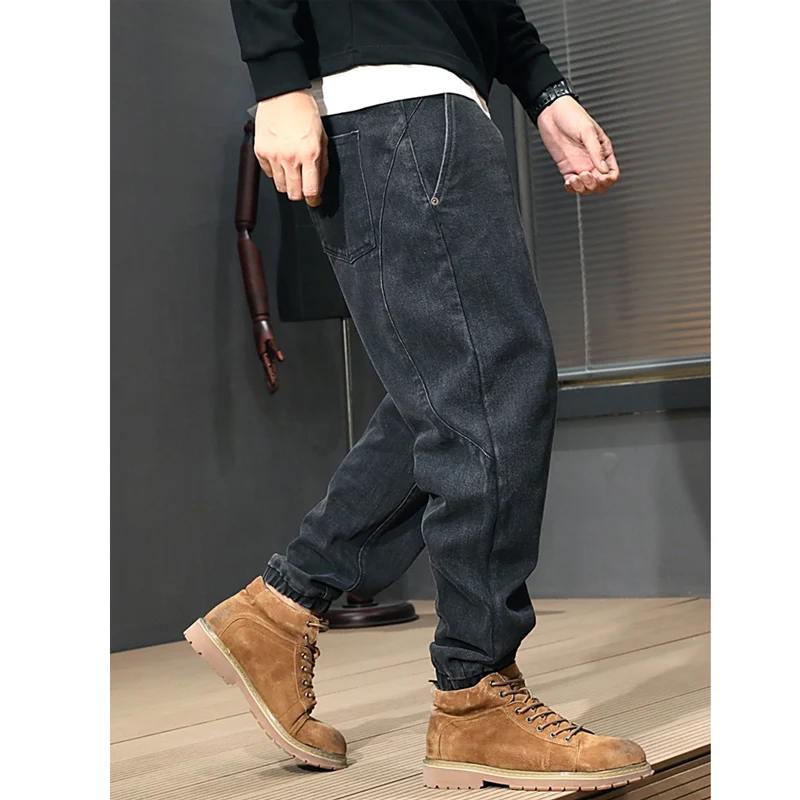 

Новинка 2021, стильные модные мужские джинсы, высококачественные Сращенные дизайнерские Джинсовые брюки-карго, уличная одежда, Джоггеры в ст...