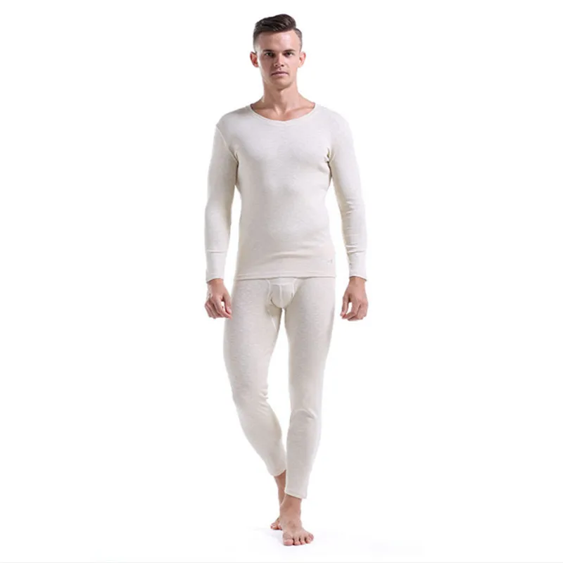 

Homme Elastic Rib Bamboo Cotton V-neck Thermal Underwear Bottoming Autumn Clothes Pants Mens Thin Thermal Suits
