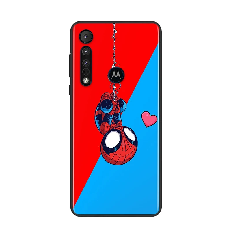 

Marvel Spiderman For Motorola G9 G8 G Edge One E7 E6 Power Lite Marco Hyper Fusion Plus Play Black Phone Case