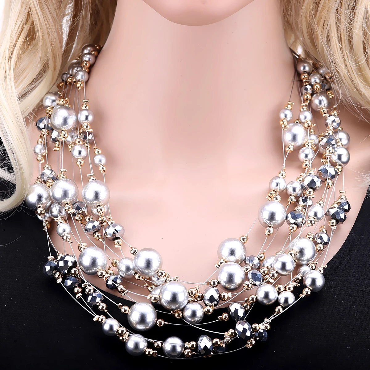

New Fashion Statement Handmade Choker Bib Necklace for Women Girls Bohemia Strands Crystals Jewelry Dropshipping Gifts